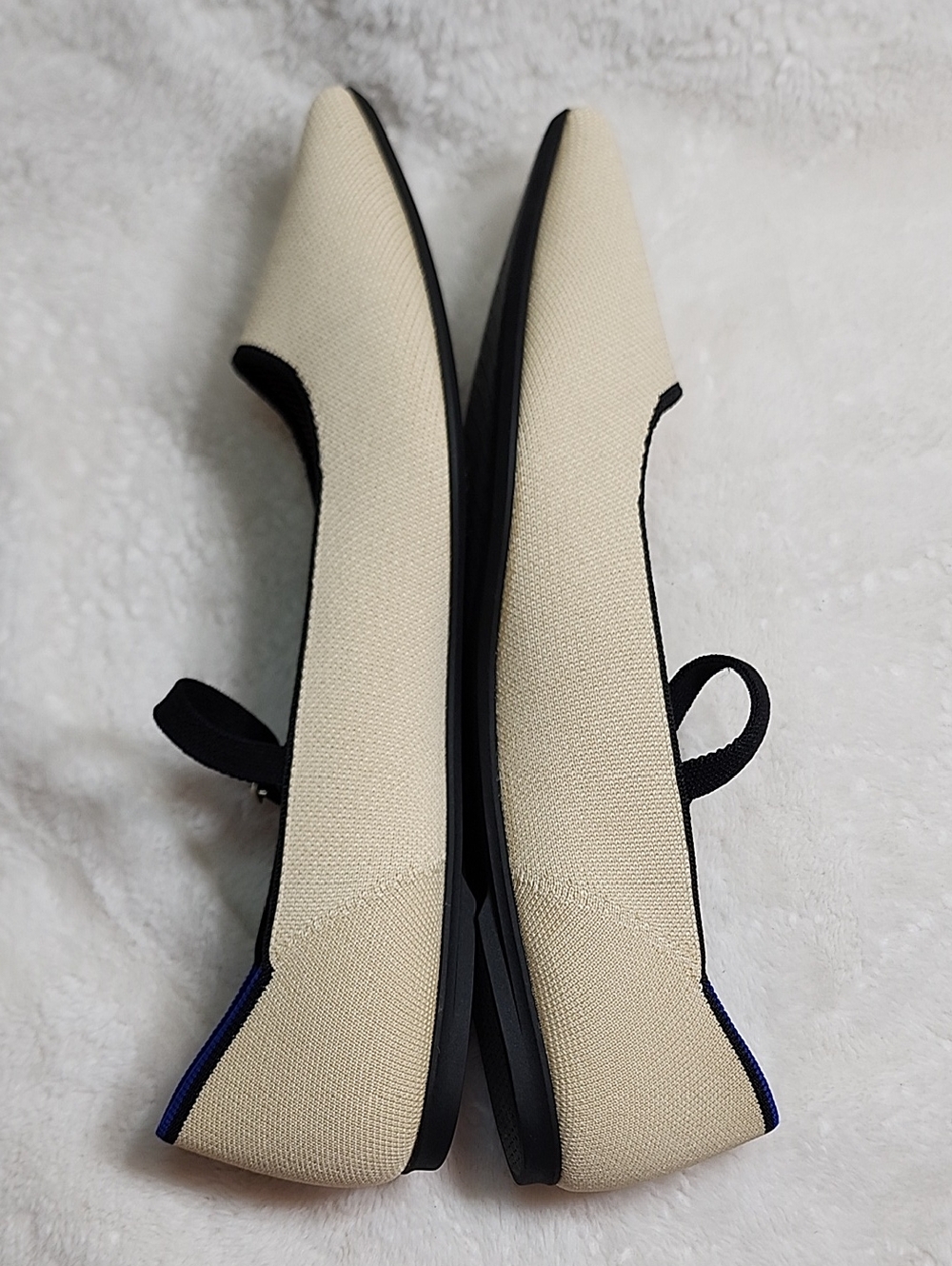Rothy's The Point Mary Jane II flats beige/sandstone color black strap Sz 13 - Picture 8 of 16